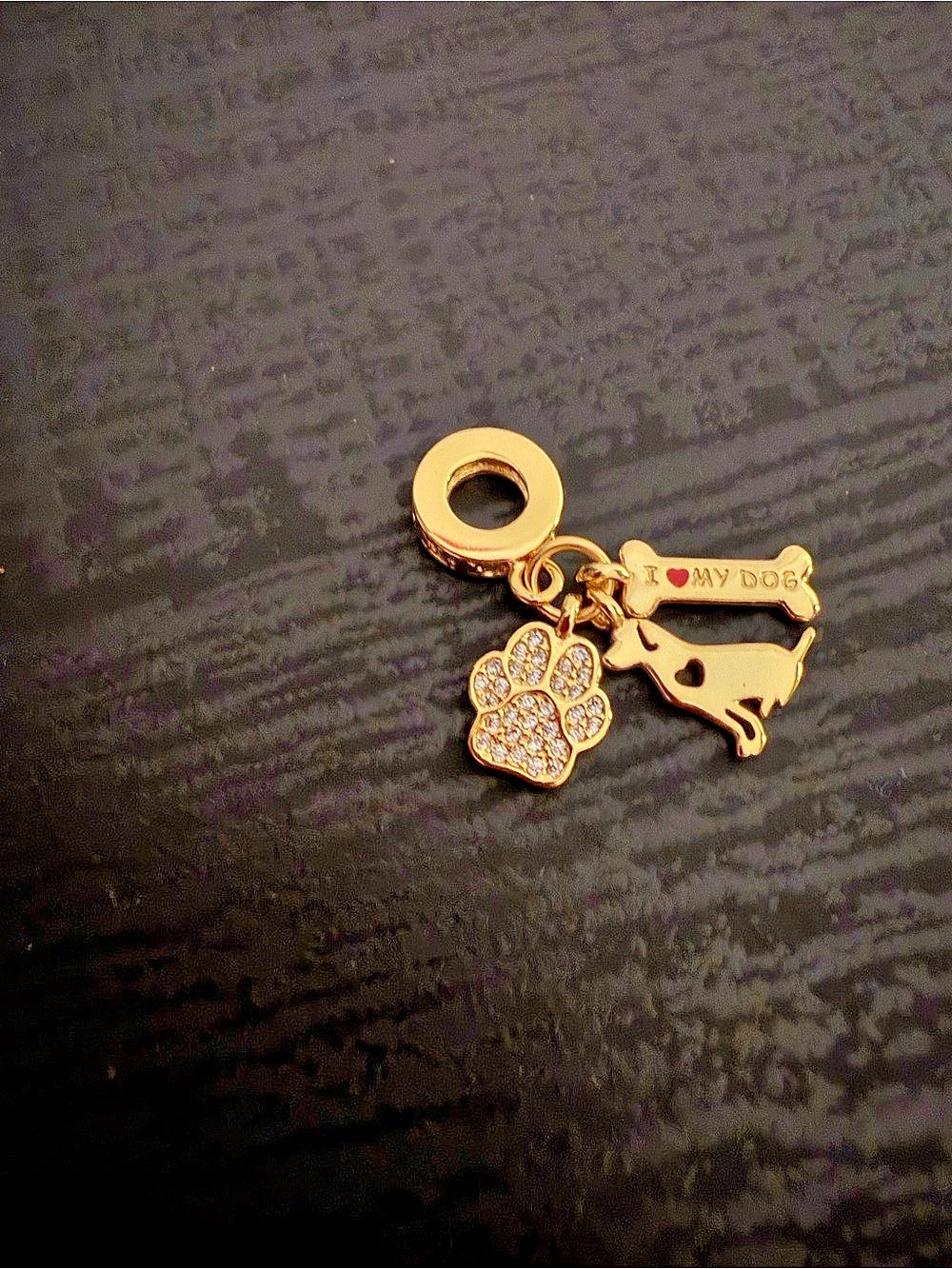 Dog & Paw Charm Accessory in Gold